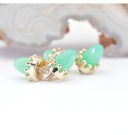 BVLA Bullet Crown Chrysoprase Yellow Gold 12g Threaded Ends