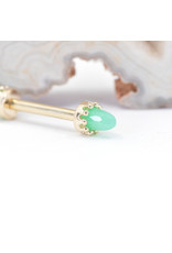 BVLA Crown Prong with Faceted Chrysoprase Bullet in 14k Yellow Gold 12g Threaded Ends by BVLA!