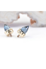 BVLA Crown Prong with Faceted London Blue Topaz Bullet in 14k Yellow Gold 12g Threaded Ends by BVLA!