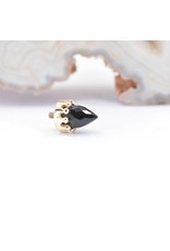 BVLA Crown Prong with Faceted Onyx Bullet in 14k Yellow Gold 12g Threaded Ends by BVLA!