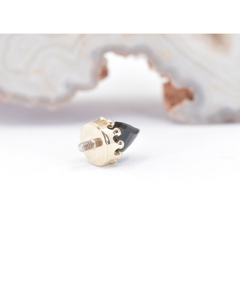 BVLA Crown Prong with Faceted Onyx Bullet in 14k Yellow Gold 12g Threaded Ends by BVLA!