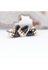 BVLA Crown Prong with Faceted Onyx Bullet in 14k Yellow Gold 12g Threaded Ends by BVLA!