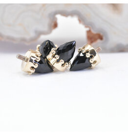 BVLA Bullet Crown Onyx Yellow Gold 12g Threaded Ends