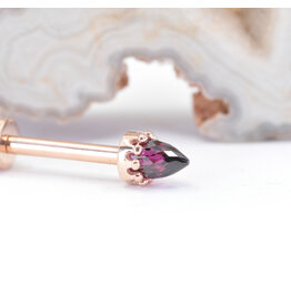 BVLA Bullet Crown Rhodolite Rose Gold 12g Threaded Ends