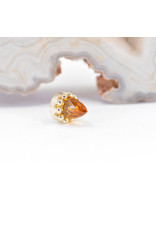 BVLA Crown Prong with Faceted Citrine Bullet in 14k Yellow Gold 12g Threaded Ends by BVLA!