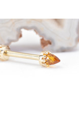 BVLA Crown Prong with Faceted Citrine Bullet in 14k Yellow Gold 12g Threaded Ends by BVLA!