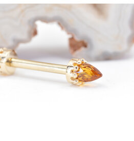 BVLA Bullet Crown Citrine Yellow Gold 12g Threaded Ends