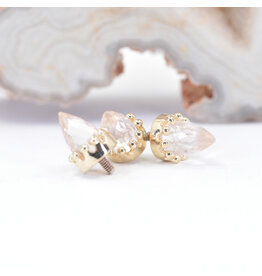 BVLA Bullet Crown Rose Quartz Yellow Gold 12g Threaded Ends