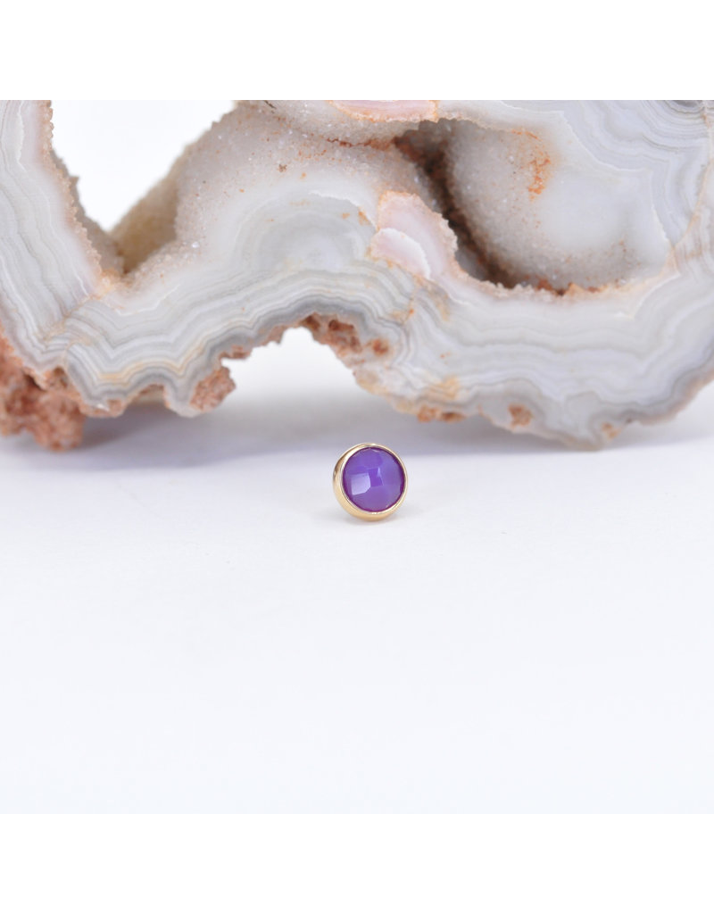 BVLA 4mm Cup with Rose Cut Purple Chalcedony in 14k Yellow Gold Threadless Ends