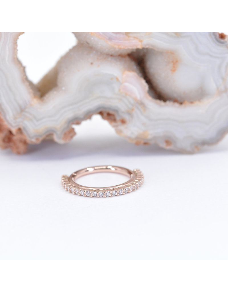 BVLA 16g 3/8" Telesto Seam Ring with CZ in 14k Rose Gold by BVLA!
