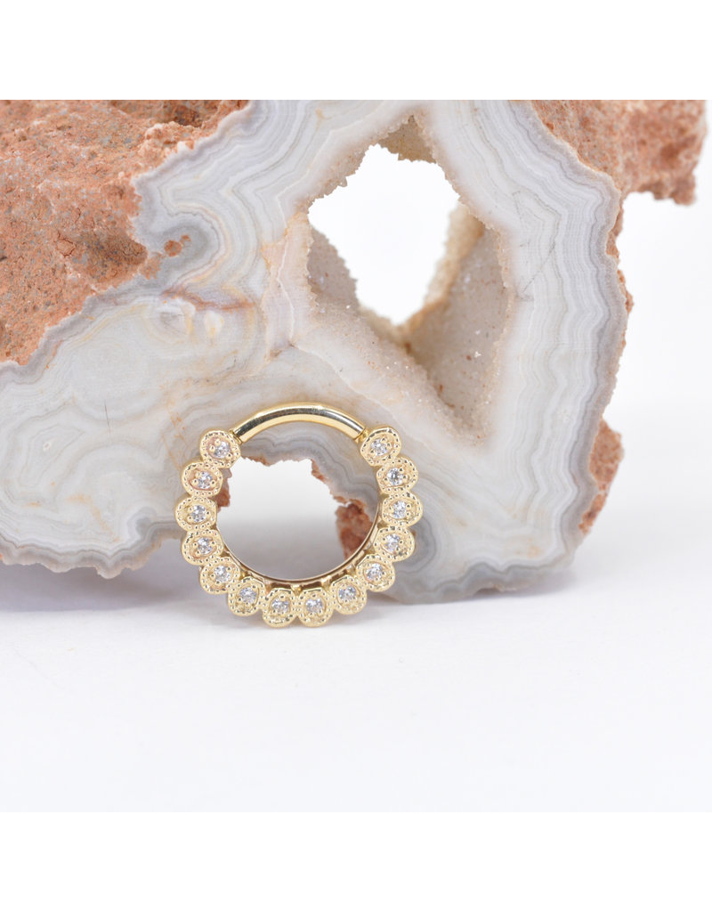 BVLA 16g 3/8" Santa Rosa Clicker Ring with CZ in 14k Yellow Gold by BVLA!
