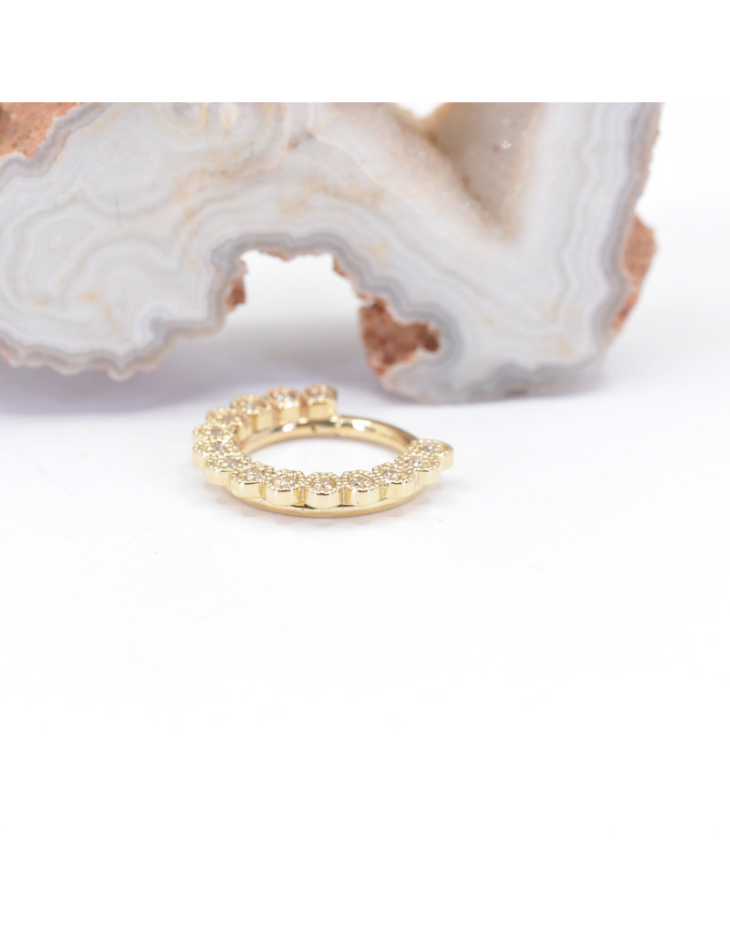 BVLA 16g 3/8" Santa Rosa Clicker Ring with CZ in 14k Yellow Gold by BVLA!
