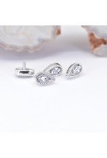 BVLA Pear Harlequin with CZ in 14k White Gold 16g Threaded End by BVLA!