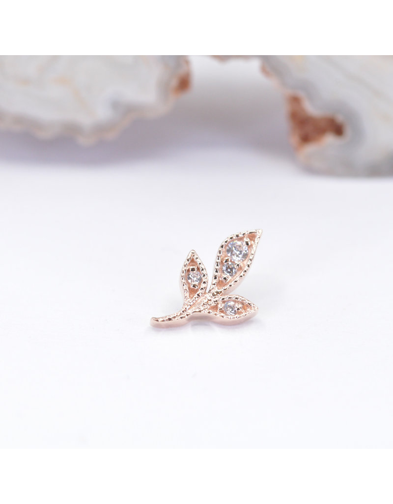 BVLA Mini Wisteria Left 16g Threaded End 14k Rose Gold CZ