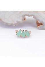BVLA 3 Gem Pear Panaraya with Sandblasted Chrysoprase Cabochon in 14k Rose Gold 16g Threaded End by BVLA!
