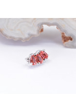 BVLA 3 Gem Pear Panaraya with Padparadscha Sapphire in 14k White Gold 16g Threaded End by BVLA!