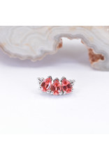 BVLA 3 Gem Pear Panaraya with Padparadscha Sapphire in 14k White Gold 16g Threaded End by BVLA!