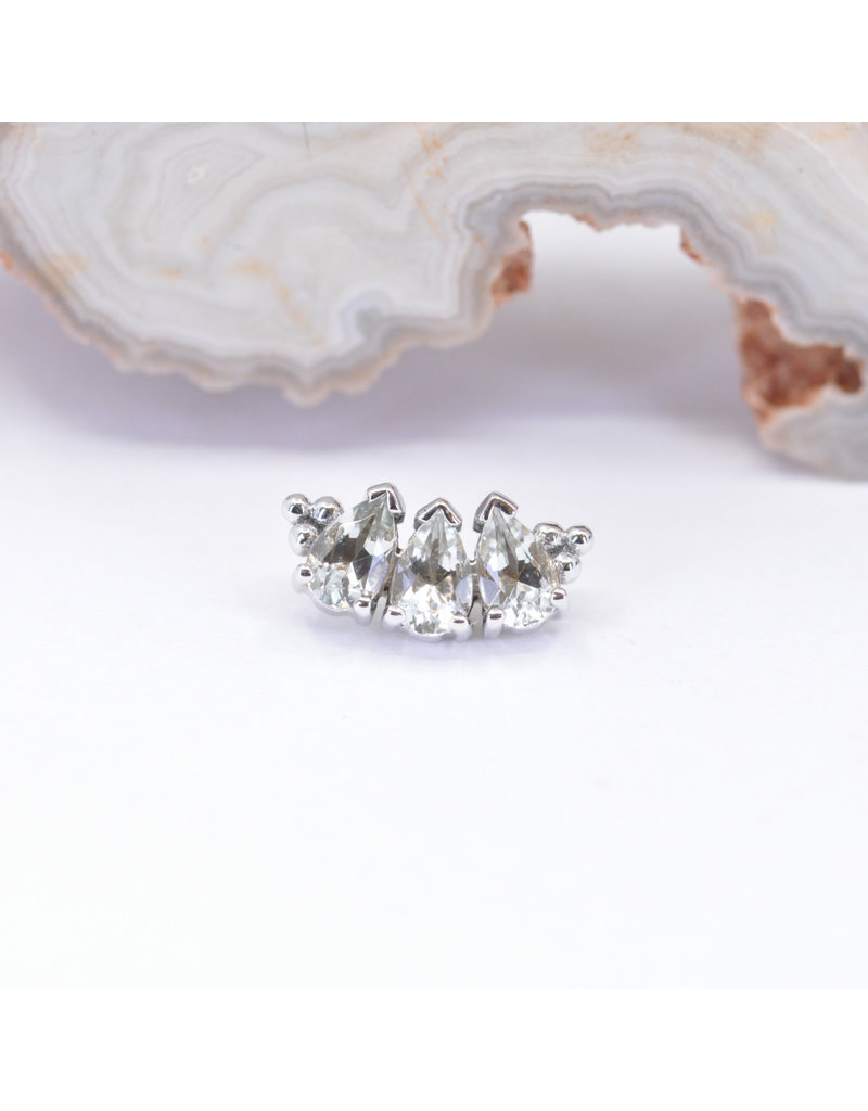 BVLA 3 Gem Pear Panaraya with Green Quartz in 14k White Gold 16g Threaded End by BVLA!