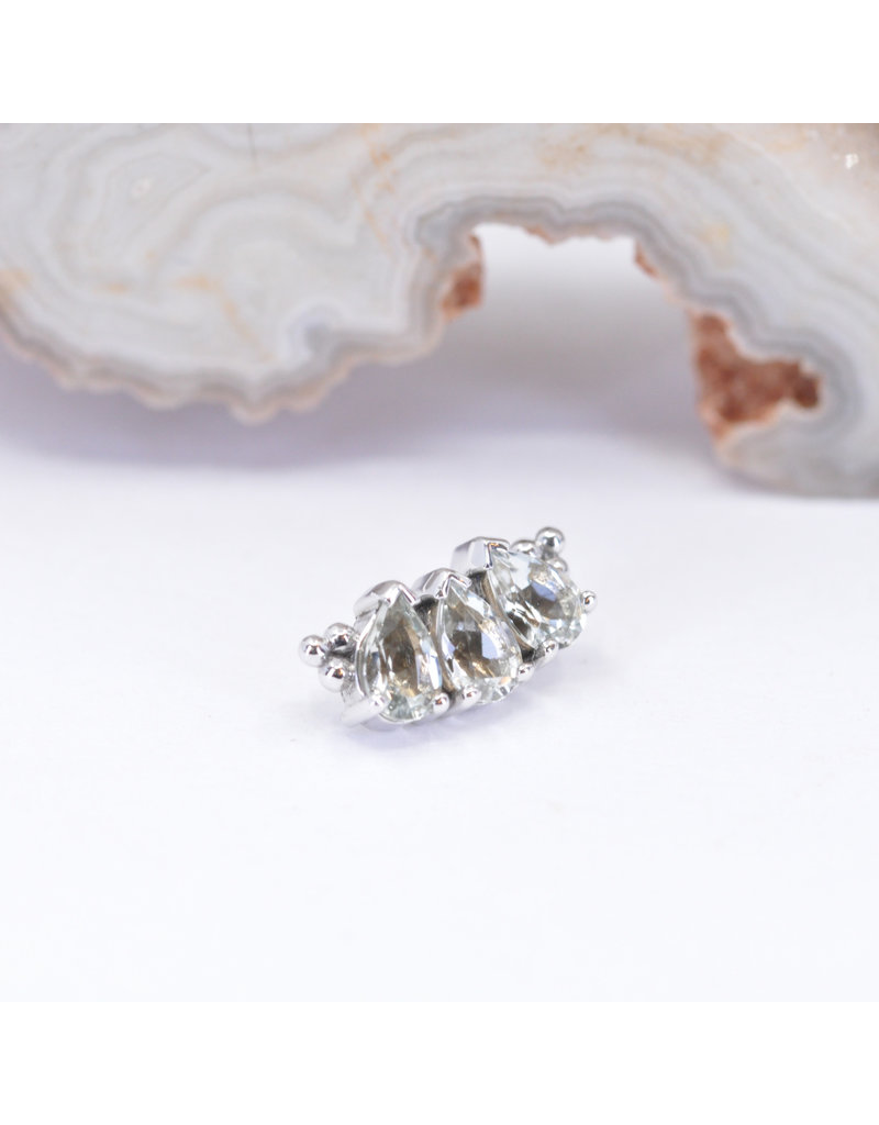 BVLA 3 Gem Pear Panaraya with Green Quartz in 14k White Gold 16g Threaded End by BVLA!