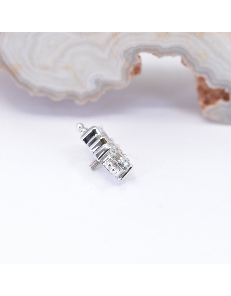 BVLA 3 Gem Pear Panaraya with Green Quartz in 14k White Gold 16g Threaded End by BVLA!