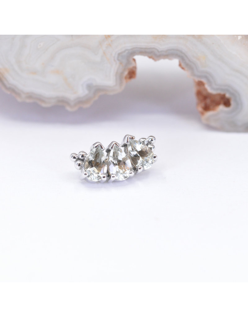 BVLA 3 Gem Pear Panaraya with Green Quartz in 14k White Gold 16g Threaded End by BVLA!