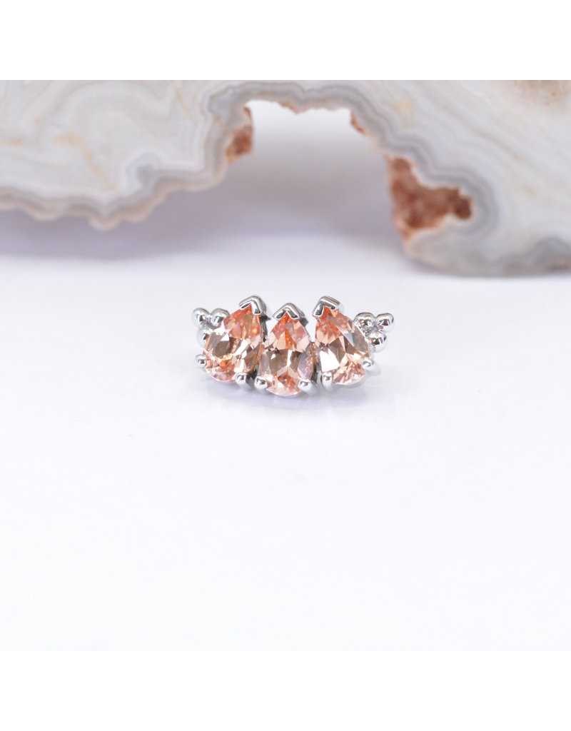 BVLA 3 Gem Pear Panaraya with Champagne Sapphire in 14k White Gold 16g Threaded End by BVLA!