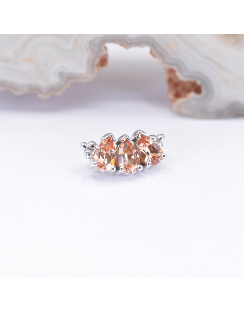 BVLA 3 Gem Pear Panaraya with Champagne Sapphire in 14k White Gold 16g Threaded End by BVLA!
