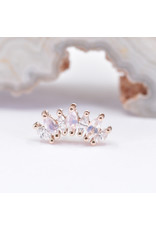 BVLA Tiny Athena with Genuine VS Diamond and Faceted Rainbow Moonstone in 14k Rose Gold 16g Threaded End by BVLA!