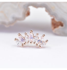 BVLA Tiny Athena Diamond & Moonstone Rose Gold 16g Threaded End