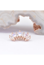 BVLA Tiny Athena 16g Threaded End 14k Rose Gold Diamond and Faceted Rainbow Moonstone