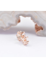 BVLA Tiny Athena with Genuine VS Diamond and Faceted Rainbow Moonstone in 14k Rose Gold 16g Threaded End by BVLA!