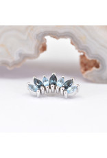 BVLA Tiny Athena with Sandblasted Swiss Blue Topaz and London Blue Topaz in 14k White Gold 16g Threaded End by BVLA!