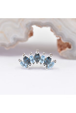 BVLA Tiny Athena with Sandblasted Swiss Blue Topaz and London Blue Topaz in 14k White Gold 16g Threaded End by BVLA!