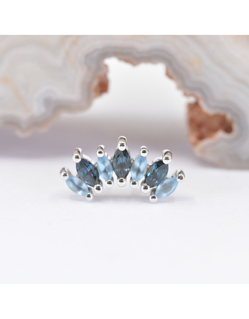 Sterling Silver London and Swiss Blue Topaz Star Curved Ring Sterling Silver London and Swiss Blue Topaz Star Curved Ring