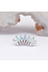 BVLA Tiny Athena with Genuine VS Diamond and Genuine Grade AAA White Opal 14k White Gold 16g Threaded End by BVLA!