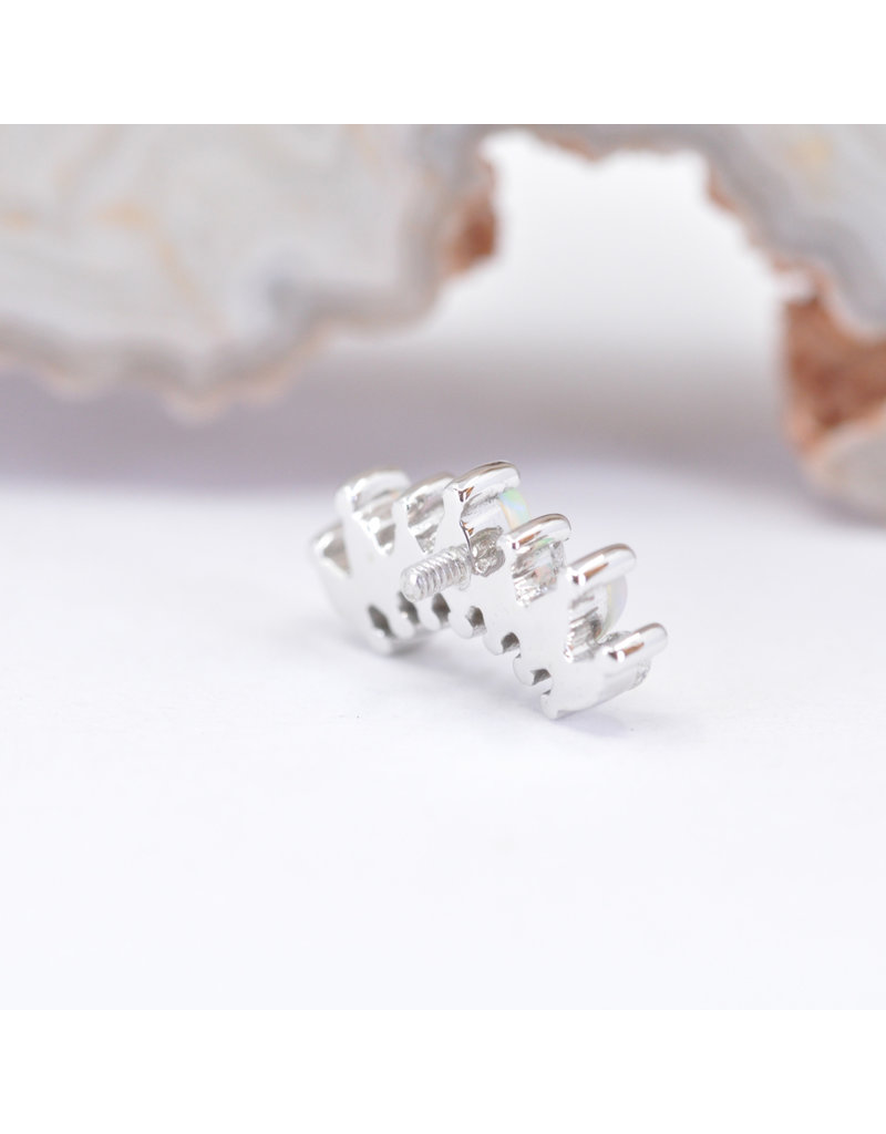 BVLA Tiny Athena with Genuine VS Diamond and Genuine Grade AAA White Opal 14k White Gold 16g Threaded End by BVLA!