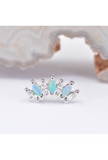 BVLA Tiny Athena with Genuine VS Diamond and Genuine Grade AAA White Opal 14k White Gold 16g Threaded End by BVLA!