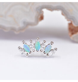 BVLA Tiny Athena Diamond & White Opal White Gold 16g Threaded End