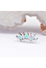 BVLA Tiny Athena 16g Threaded End 14k White Gold Diamond and White Opal AAA