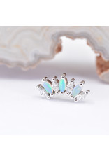 BVLA Tiny Athena with Genuine VS Diamond and Genuine Grade AAA White Opal 14k White Gold 16g Threaded End by BVLA!