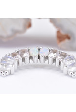 BVLA 10 Gem Pear Panaraya with Rose Cut Rainbow Moonstone, Faceted Rose Quartz, and Grade AAA Genuine White Opal in 14k White Gold 16g Double Threaded End by BVLA!
