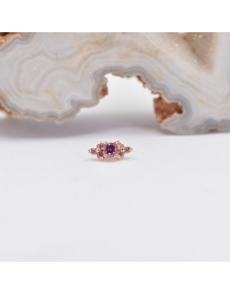 BVLA Embrace with Champagne Sapphire and Rhodolite Garnet in 14k Rose Gold 16g Threaded End by BVLA!