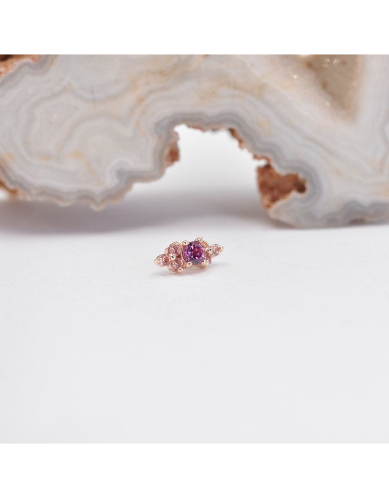 BVLA Embrace with Champagne Sapphire and Rhodolite Garnet in 14k Rose Gold 16g Threaded End by BVLA!