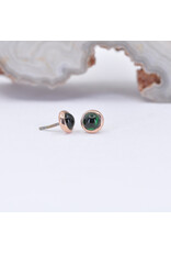 BVLA 3mm Cup with Green Tourmaline Cabochon in 14k Rose Gold Threadless Ends