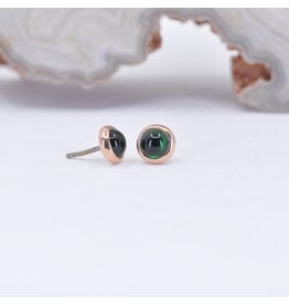 BVLA 3mm Green Tourmaline Rose Gold Threadless Ends