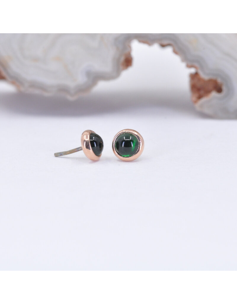 BVLA 3mm Cup with Green Tourmaline Cabochon in 14k Rose Gold Threadless Ends
