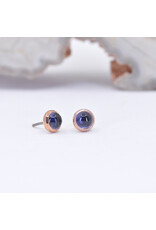 BVLA 3mm Cup with Genuine Iolite Cabochon in 14k Rose Gold Threadless Ends