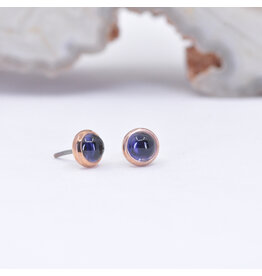 BVLA 3mm Cup Threadless End 14k Rose Gold Iolite Cab