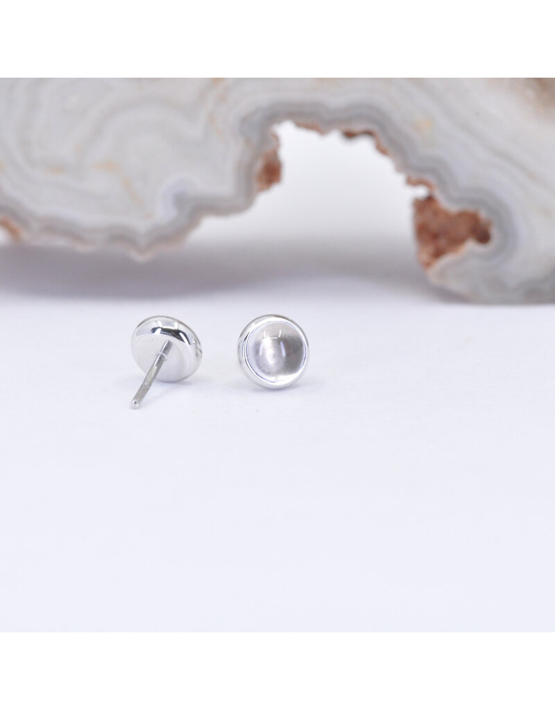 BVLA 3mm Cup with Rose Quartz Cabochon in 14k White Gold Threadless Ends