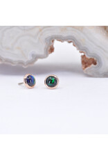BVLA 3mm Cup with Genuine Gilson Black Opal Cabochon in 14k Rose Gold Threadless Ends